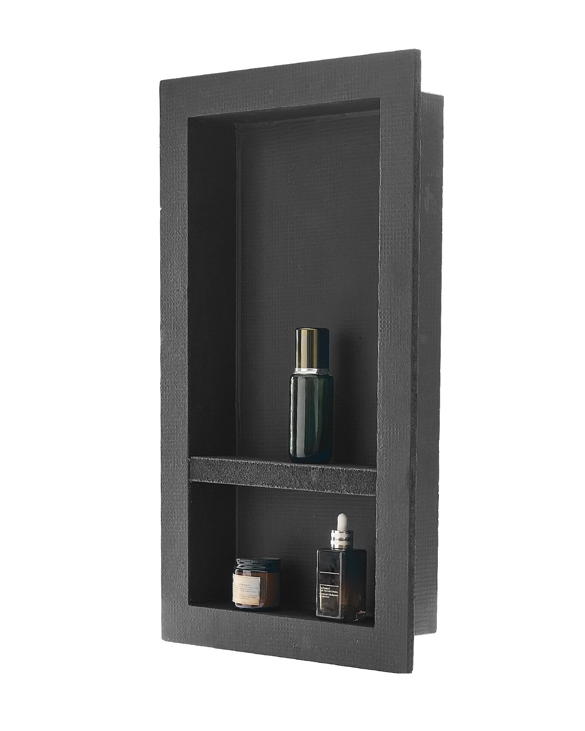 VEVOR Nicchia per Doccia, 40,6 x 71,1 x 10,2 cm con Ripiano Divisorio Mobile, Moderno Contenitore per Sapone, Angoli Squadrati, Nicchia Doccia Impermeabile Sigillato in Plastica, Nero