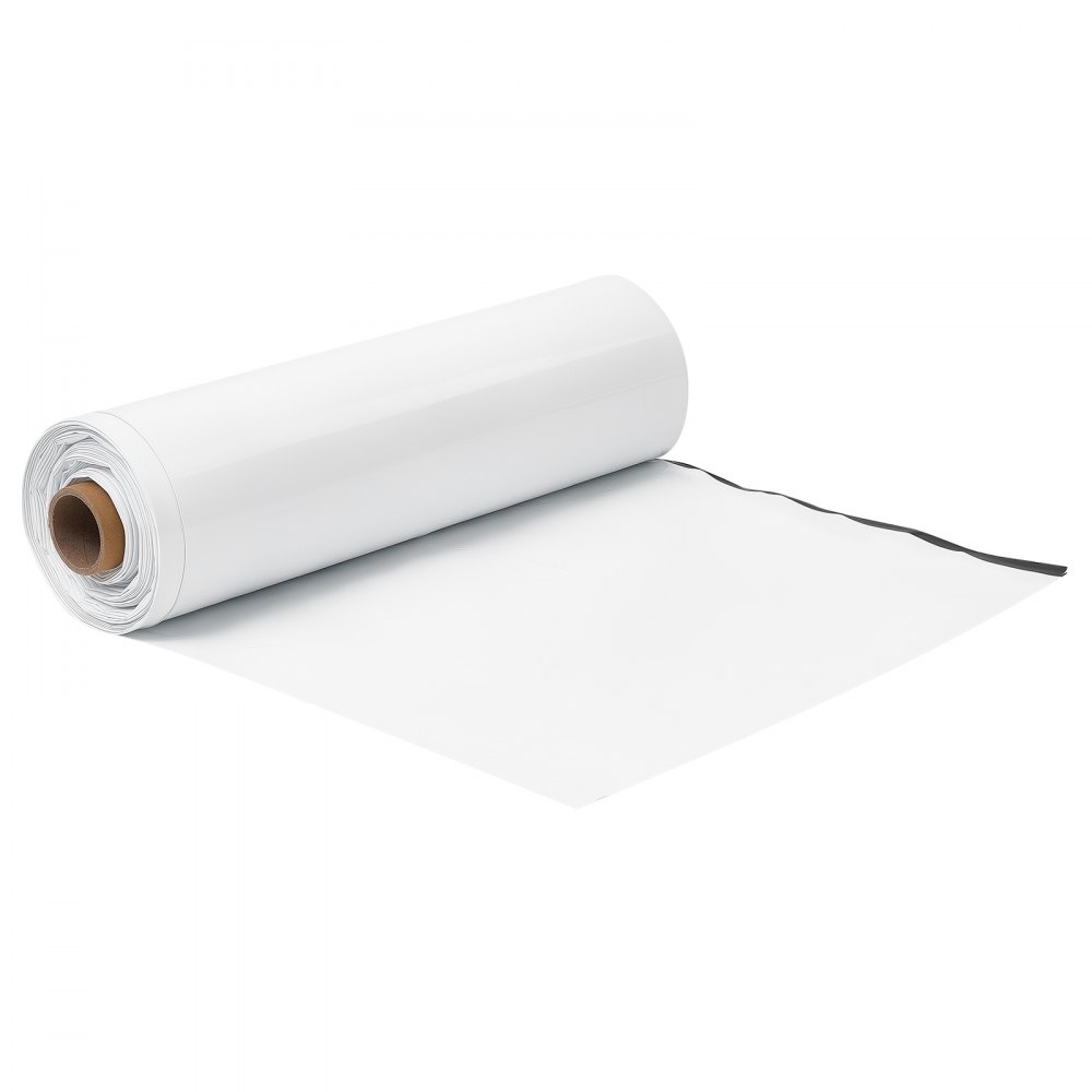 VEVOR Telo in Polietilene da 0,3 mm 3,05 x 30,48 m Senza Fori Bianco e Nero, Rotolo Copertura in Plastica Protettiva Spessa, per Imbianchini Vespaio Controllo delle Erbacce Giardino Aiuola Frutteto
