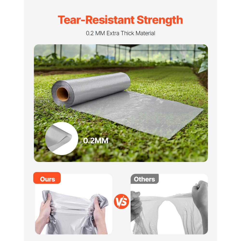 VEVOR 0.2mm construction film 2x50m, cover film for crawl spaces, durable garden protective film, multi-purpose construction plastic, painter's tarp for plastic supply on the farm, gray