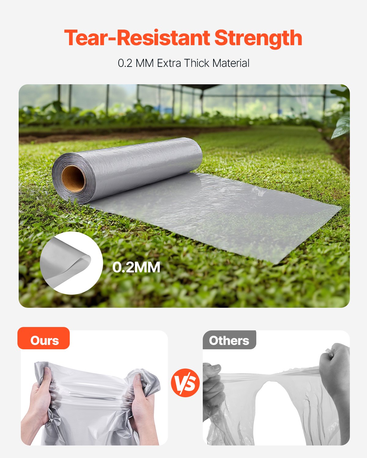 VEVOR 0.2mm construction film 2x50m, cover film for crawl spaces, durable garden protective film, multi-purpose construction plastic, painter's tarp for plastic supply on the farm, gray