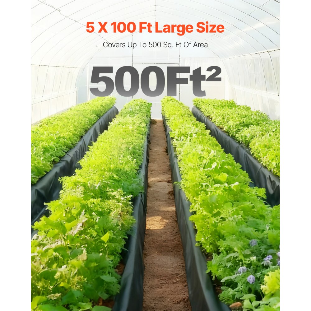 VEVOR Telo di Plastica 0,25 mm, Barriera al Vapore per Intercapedine 1,52 m x 30,48 m, Telo in Polietilene per Giardino Resistente, Plastica Costruzione, Telo per Fornitura di Plastica Agricola Nero