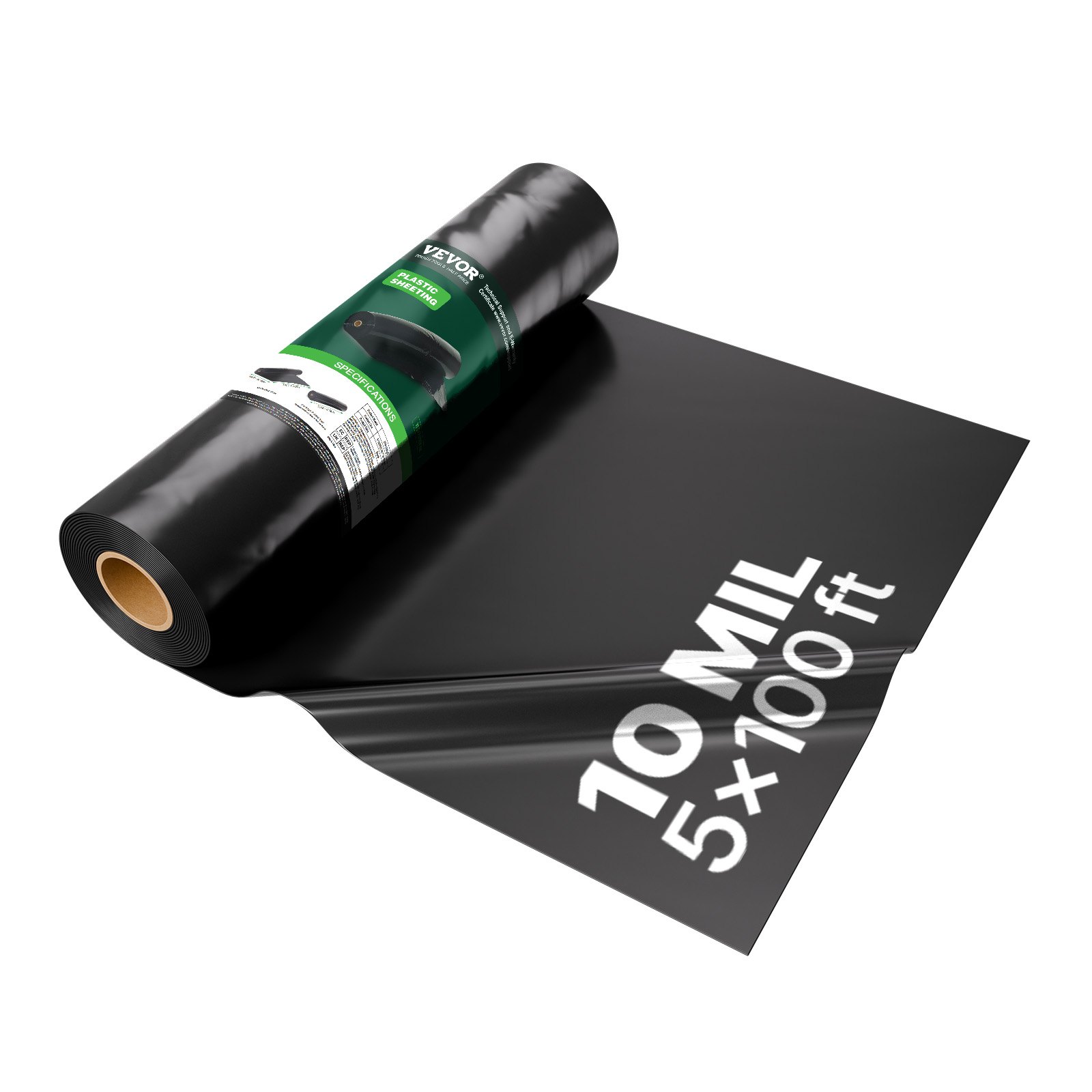 VEVOR Telo di Plastica 0,25 mm, Barriera al Vapore per Intercapedine 1,52 m x 30,48 m, Telo in Polietilene per Giardino Resistente, Plastica Costruzione, Telo per Fornitura di Plastica Agricola Nero