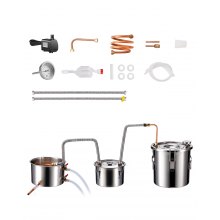 VEVOR Kit Distillatore per Alcol Doppio Condensatore Serbatoio 11,4L Pompa 8W