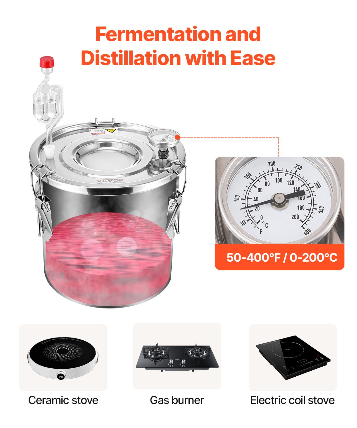 VEVOR 11.4L Water Alcohol Distillation System, Stainless Steel with Copper Coil for Rapid Cooling, Double Condenser Distillation Set with Secondary Distillation, for Wine and Whiskey