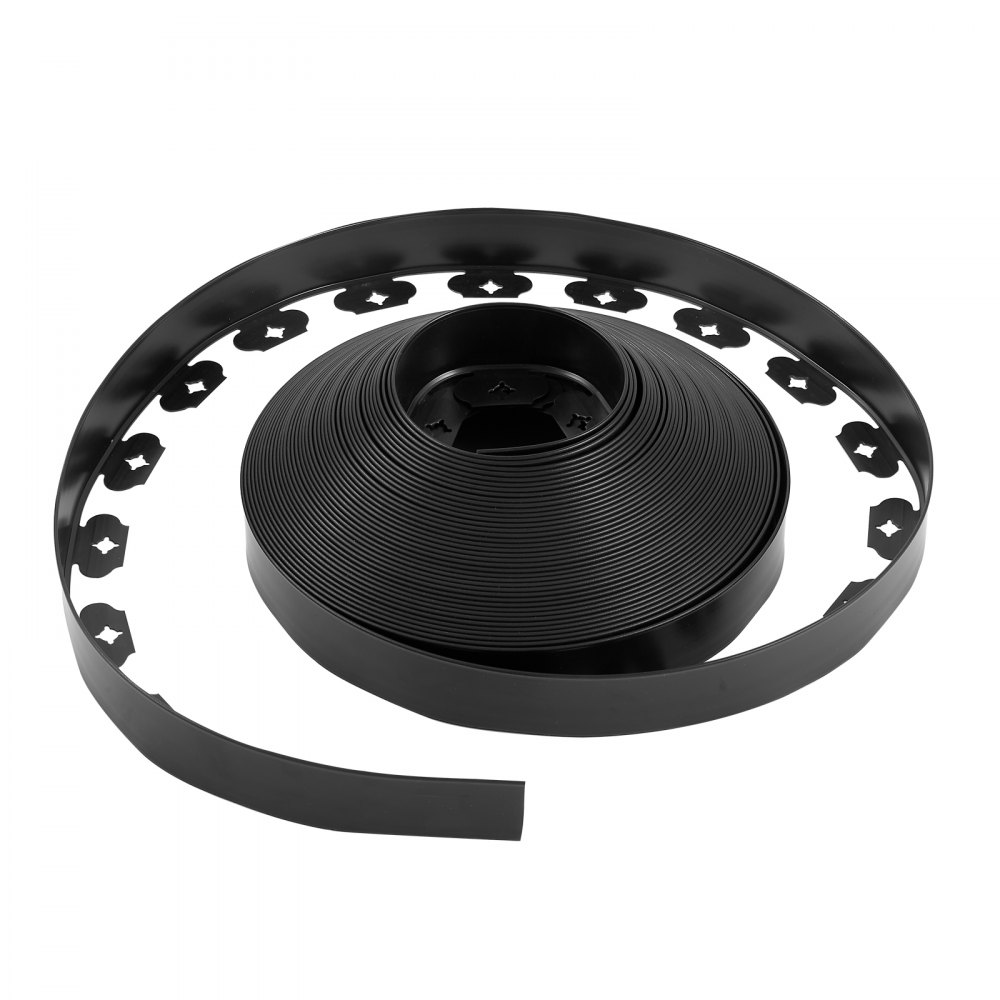 Bordatura per giardino VEVOR, bordatura per giardino in plastica da 100 piedi x 1,5 pollici con 120 punte, senza scavo, bordatura flessibile per prato, bordatura per mini recinzioni resistente ai raggi UV, bordatura per vialetti per aiuole e pavimentazione da giardino