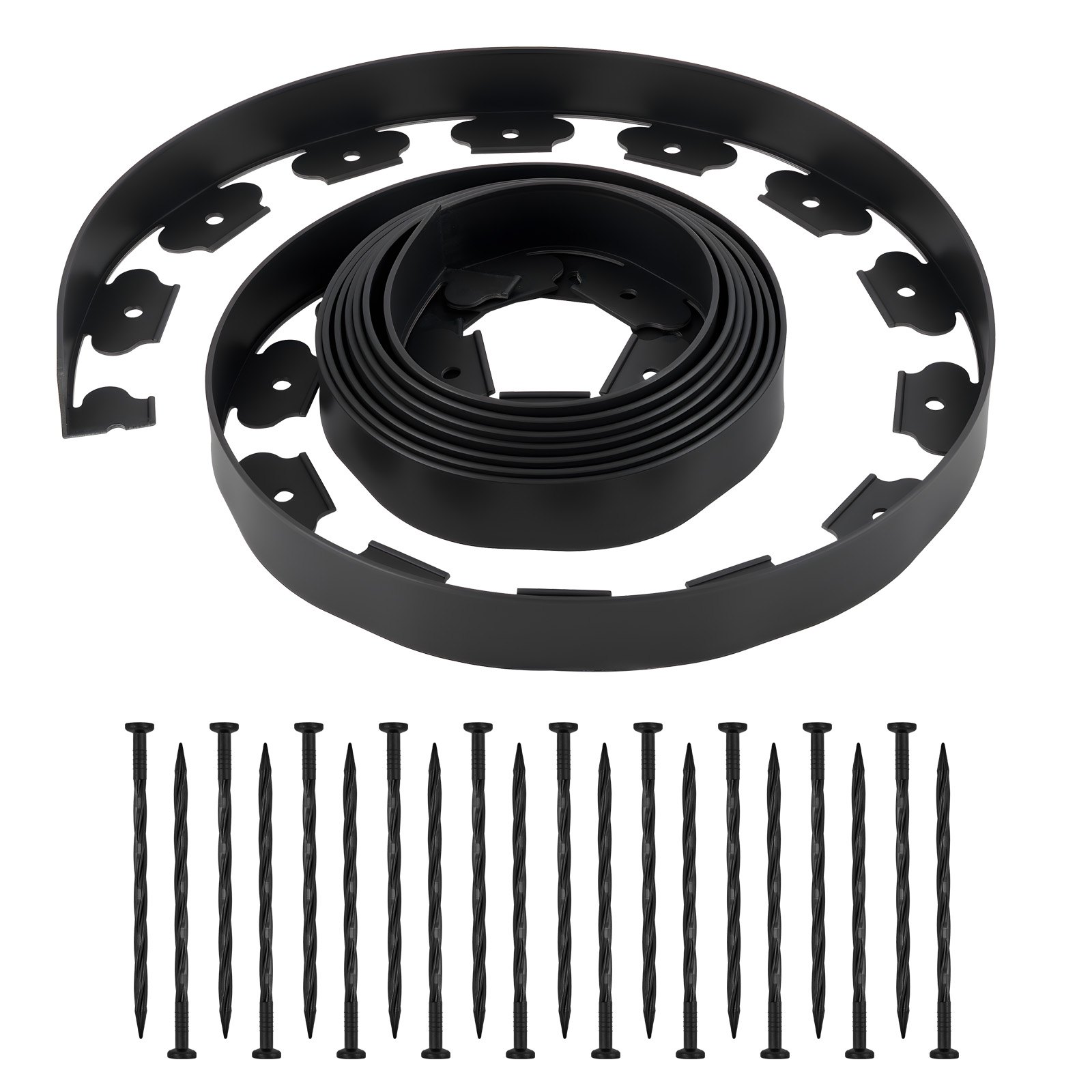 VEVOR Bordatura per Giardino, 600 x 5 cm, Bordatura in Plastica per Giardino con 120 Punte, Senza Scavo Resistente ai Raggi UV, per Prato, Mini Recinzioni, Vialetti Aiuole e Pavimentazione