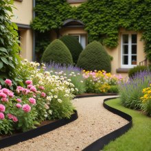VEVOR Bordatura per Giardino, 20 m x 10 cm, Bordatura in Plastica per Giardino con 60 Punte e 2 Picchetti, Senza Scavo, Bordure Resistente ai Raggi UV, per Prato, Vialetti Aiuole e Pavimentazione
