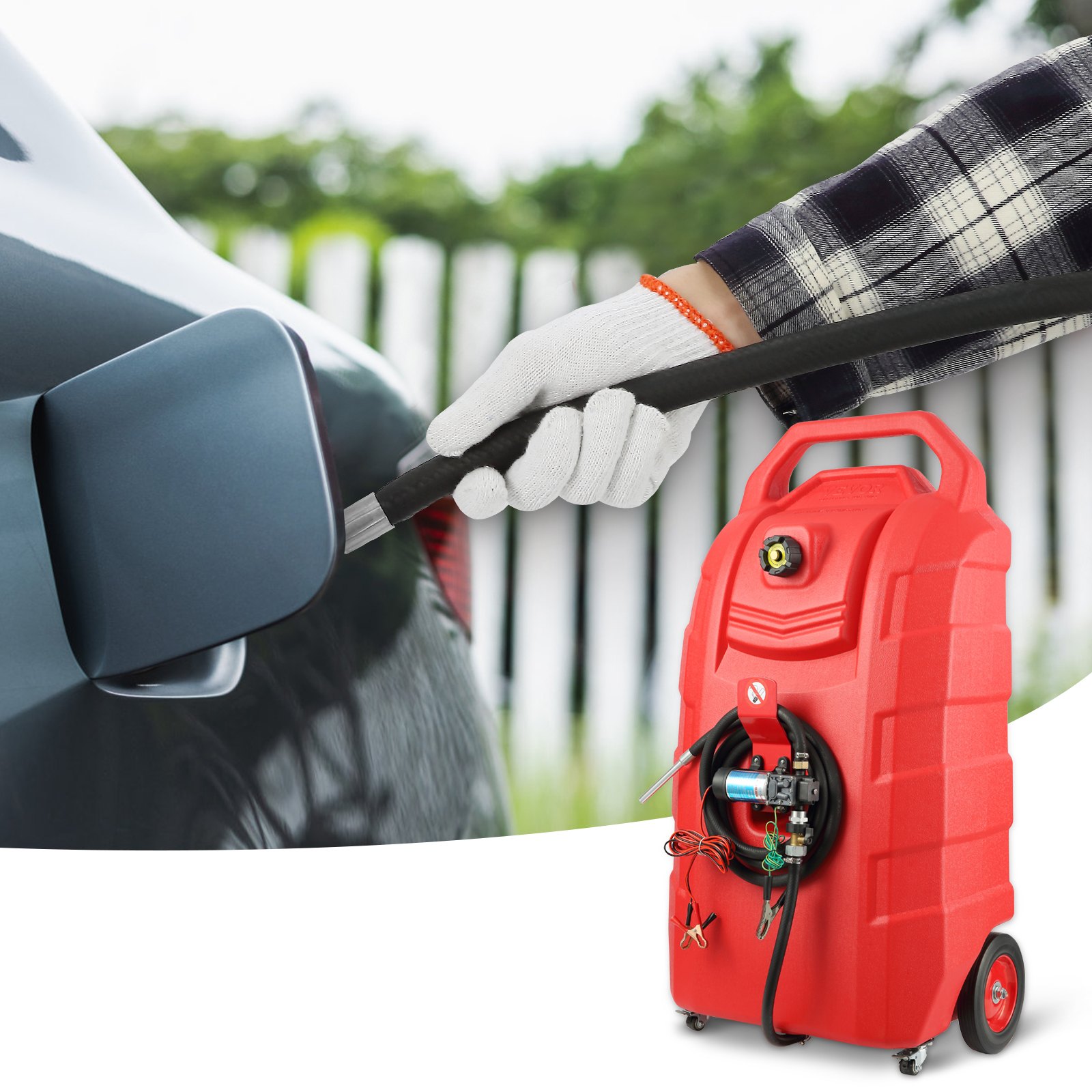 VEVOR Fuel Caddy Serbatoio diesel portatile da 32 galloni Pompa automatica 12V DC su ruote