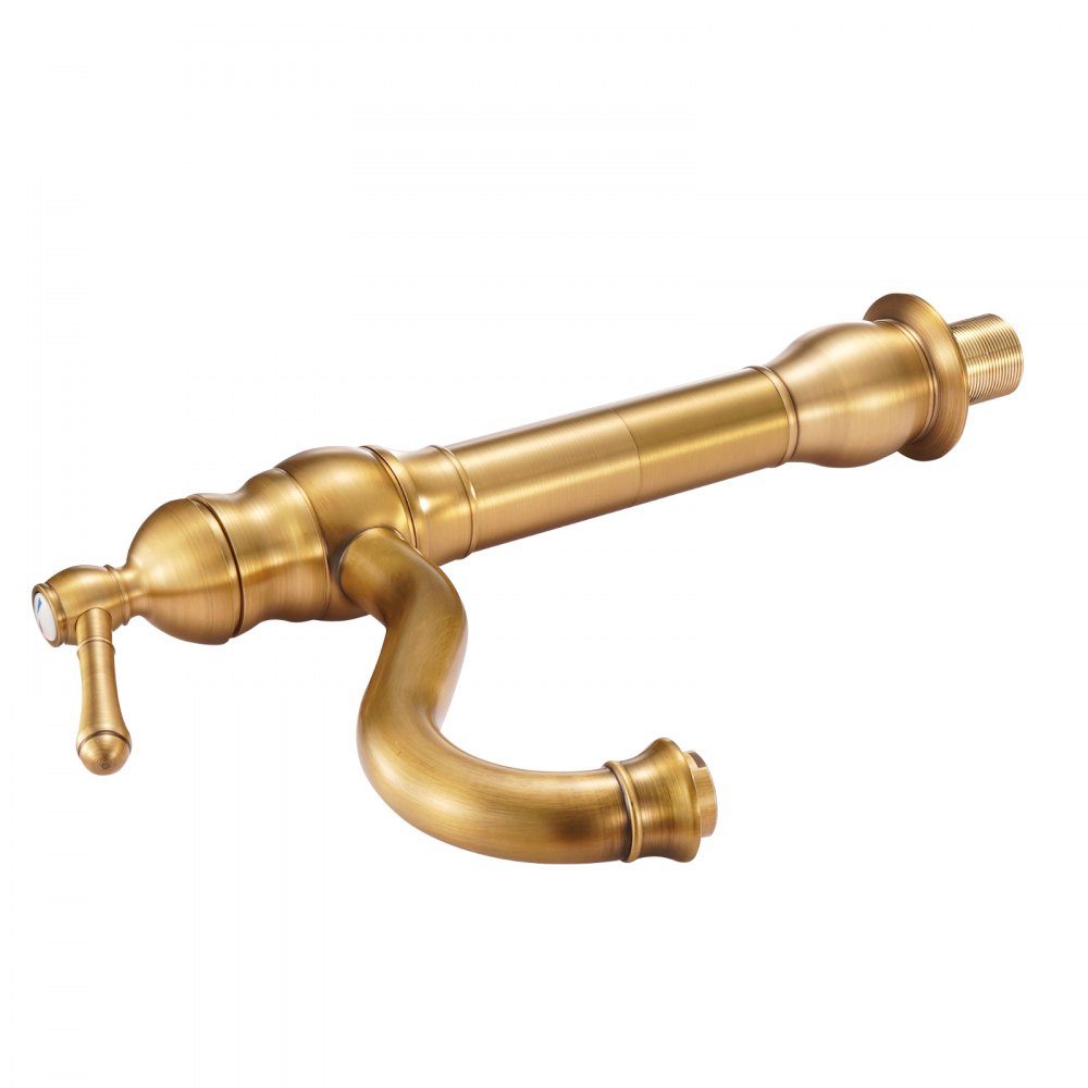 VEVOR Single Handle Sink Faucet, Solid Brass Single Handle Kitchen Faucet, 1 or 3 Hole Kitchen Faucets with Push-Button Drain, Suitable for Bathroom, RV, Bar, Public Restroom, Anti-Backflow Design