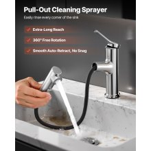 VEVOR Rubinetto Monocomando per Lavello da Cucina, Rubinetto Miscelatore con Beccuccio Estraibile per Lavello da Cucina, Miscelatore per Acqua 1 o 3 Fori per Bagno in Acciaio Inox, Bar