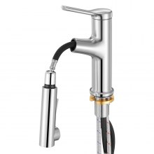 VEVOR Rubinetto Monocomando per Lavello da Cucina, Rubinetto Miscelatore con Beccuccio Estraibile per Lavello da Cucina, Miscelatore per Acqua 1 o 3 Fori per Bagno in Acciaio Inox, Bar