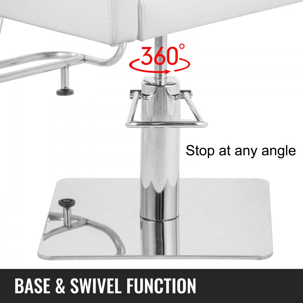 Vevor Poltrona Da Parrucchiere Altezza Regolabile Sedia Da Barbiere 360° Bianca