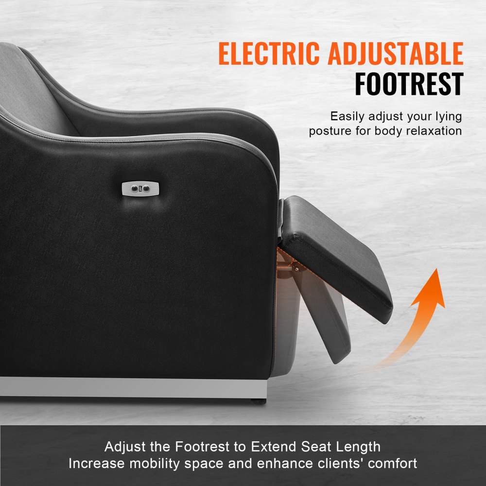 VEVOR Shampoo Backwash Chair, 300 kg Hair Washing Station for Hair Salons with Electrically Adjustable Footrest and Ceramic Bowl, Backwash Shampoo Chair for Salons, Beauty Spa Hairdresser Massager