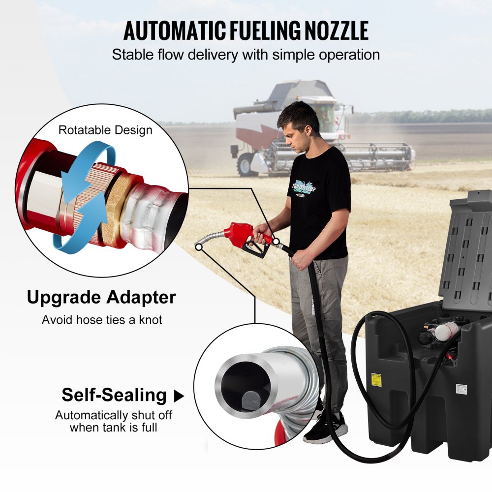 VEVOR Serbatoio per Carburante Portatile, 439 Litri 12 V CC Grande Serbatoio per Carburante con Pompa per Trasferimento Nero per Camion, Trattori, Navi, Camper, Industrie all'Aperto, Industrie Edili