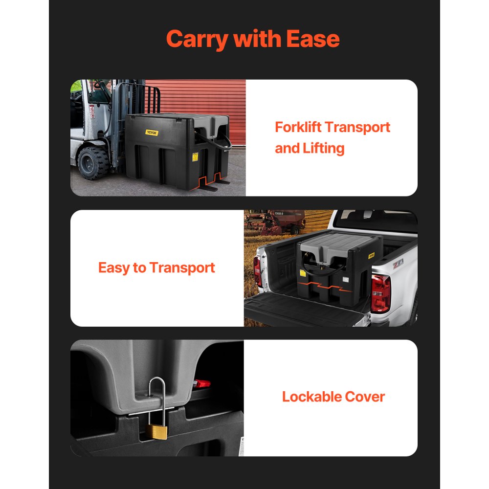 VEVOR Serbatoio per Carburante Portatile, 220 L 12V CC Grande Serbatoio per Carburante con Pompa a Trasferimento Nero per Camion, Trattori, Navi, Camper, Industrie all'Aperto, Industrie Edili