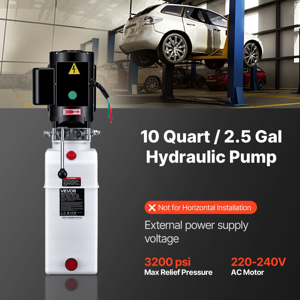 VEVOR Pompa Idraulica per Rimorchio Ribaltabile 2,2 kW Portata 6,3 L/min Centralina Idraulica, Semplice Effetto, Velocità 3400 giri/min, Installazione Verticale, Pressione Scarico 22 MPa, per Auto