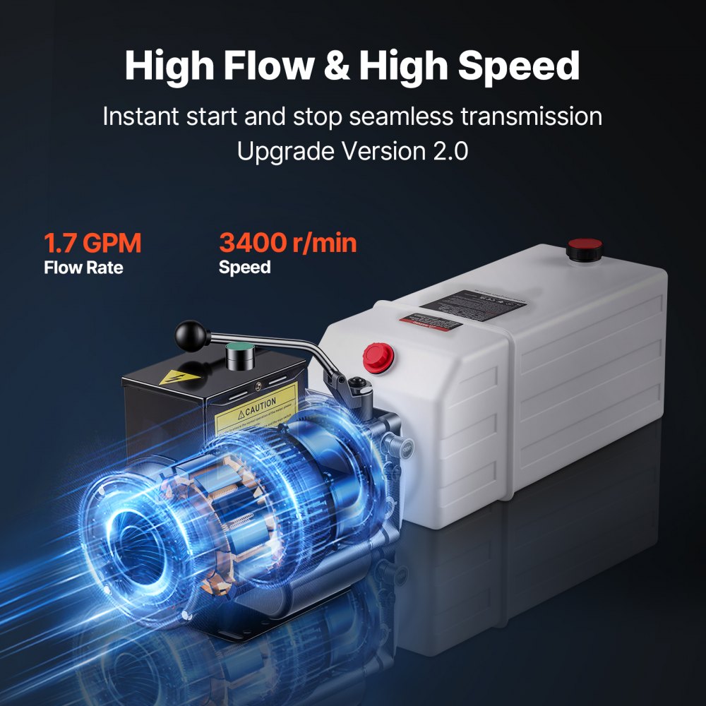 VEVOR Pompa Idraulica per Rimorchio Ribaltabile 2,2 kW Portata 6,3 L/min Centralina Idraulica, Semplice Effetto, Velocità 3400 giri/min, Installazione Verticale, Pressione Scarico 22 MPa, per Auto
