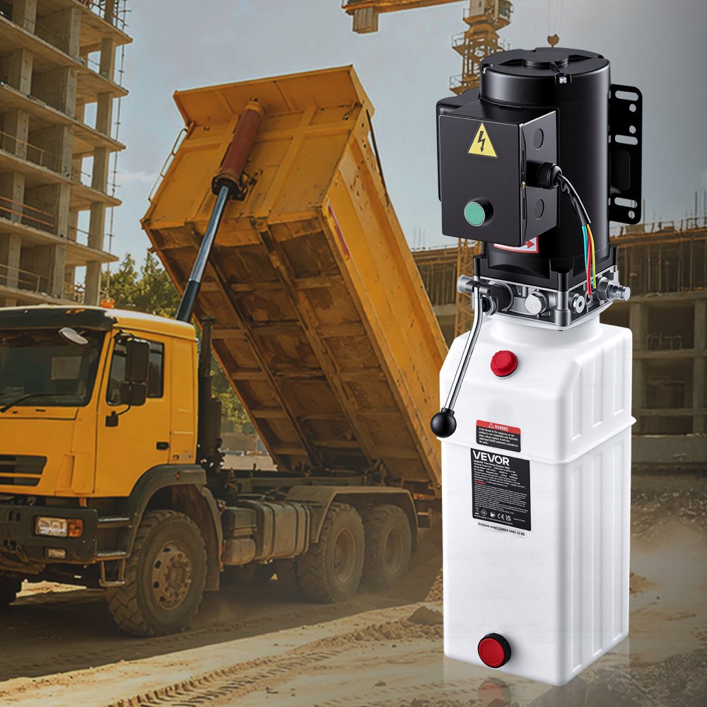 VEVOR Pompa Idraulica per Rimorchio Ribaltabile 2,2 kW Portata 6,3 L/min Centralina Idraulica, Semplice Effetto, Velocità 3400 giri/min, Installazione Verticale, Pressione Scarico 22 MPa, per Auto