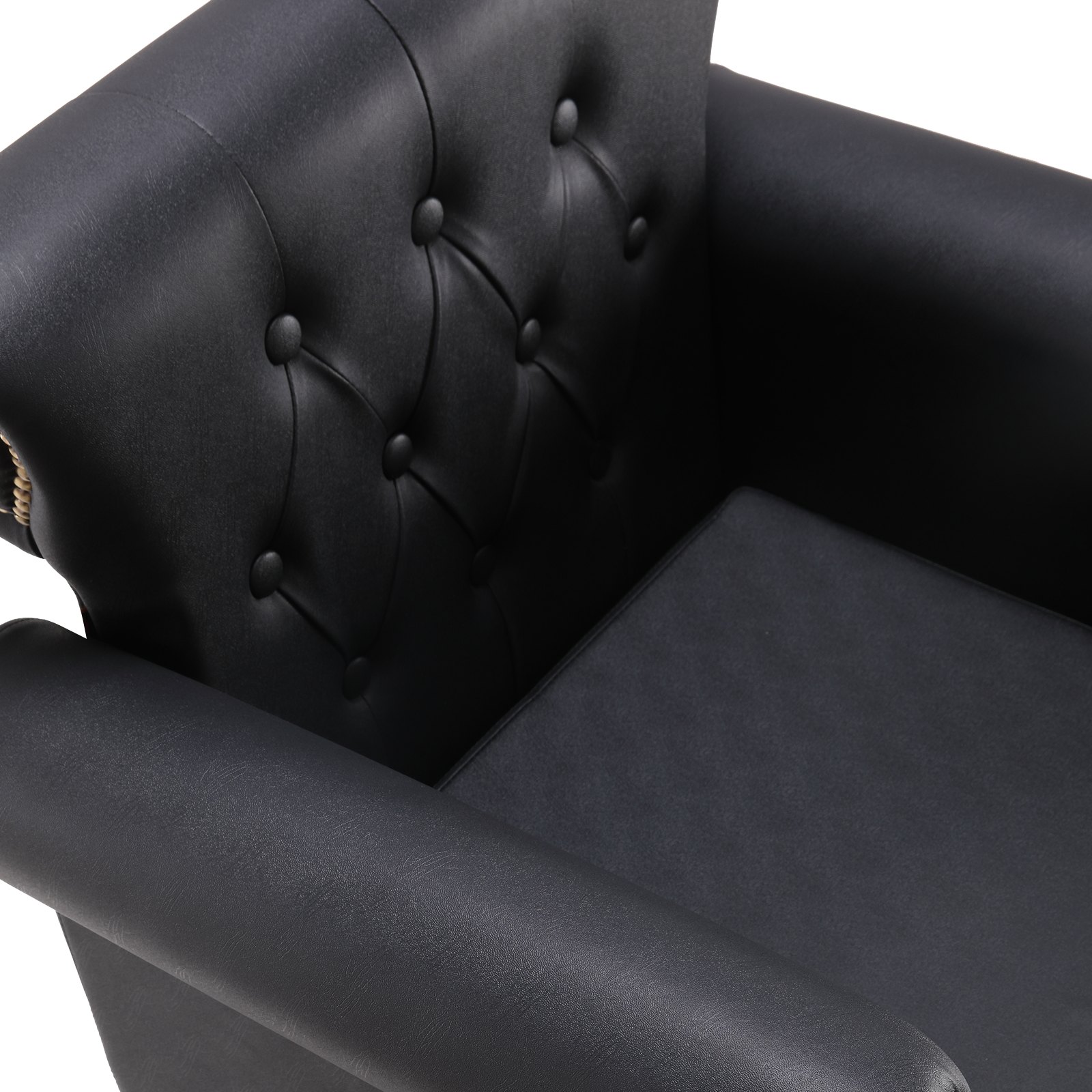 VEVOR Barber Chair, 150 kg Weight Capacity, Sponge/PU Leather, Wooden Top, Iron, Height-Adjustable, 360° Swivel, Barber Chair, Hairdressing Equipment, 98 x 77 x 90.5 cm