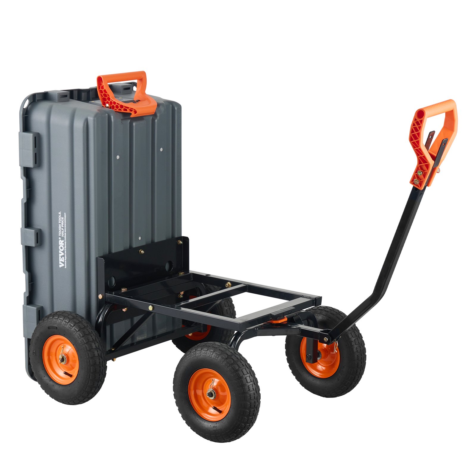 VEVOR Carrello Ribaltabile 1025 x 640 x 280 mm Carrello Ribaltabile da Giardino in polietilene, Telaio in Acciaio Facile Montare, Maniglia Convertibile 2 in 1, Capacità 544,31 kg Pneumatici 330,2 mm