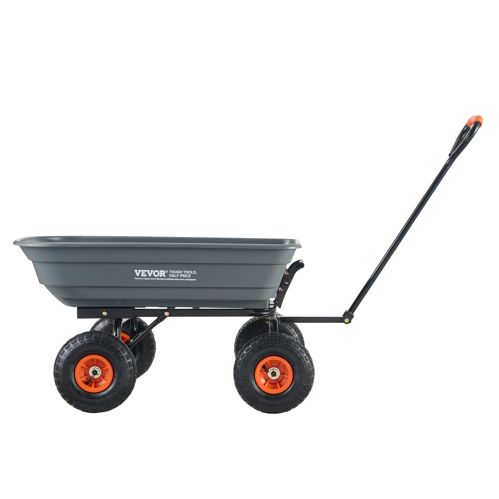 VEVOR Carrello Ribaltabile, Carrello Ribaltabile Giardino in Poly Telaio in Acciaio Facile da Montare, Carro Maniglia Convertibile 2 in 1, Carriola Utilitaria Capacità 272,15 kg, Pneumatici 254 mm