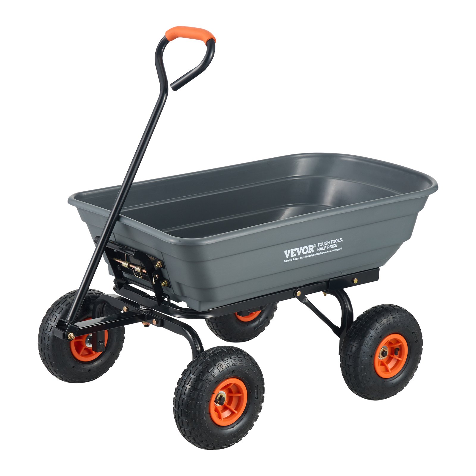 VEVOR Carrello Ribaltabile, Carrello Ribaltabile Giardino in Poly Telaio in Acciaio Facile da Montare, Carro Maniglia Convertibile 2 in 1, Carriola Utilitaria Capacità 272,15 kg, Pneumatici 254 mm