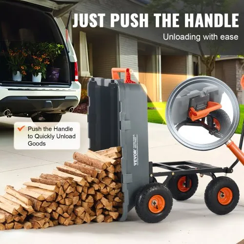 VEVOR Carrello Ribaltabile Da Giardino 362 Kg Con Recinzione Di Stoccaggio, Ruote Girevoli E Manico Ruotabile – Ideale Per Piante E Terra
