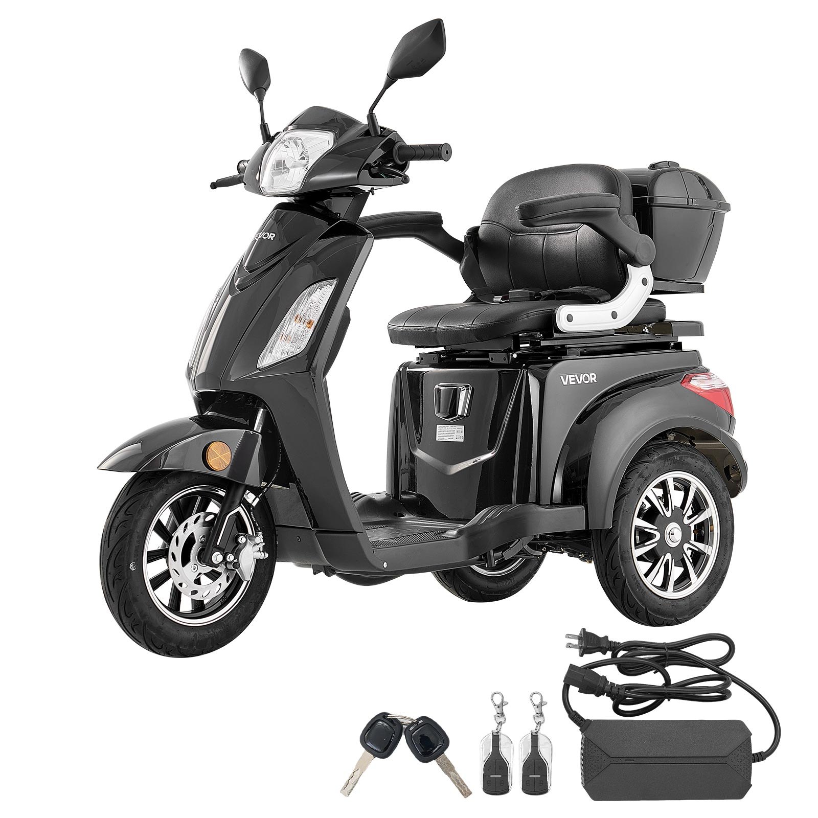 VEVOR Scooter Elettrico a 3 Ruote, Scooter Disabili 3 Ruote 1000 W, Carico max. 226,8 kg, Autonomia 35 km, 3 Modalità di Velocità Regolabili, Capacità di Salita 20°, per Adulti, Anziani