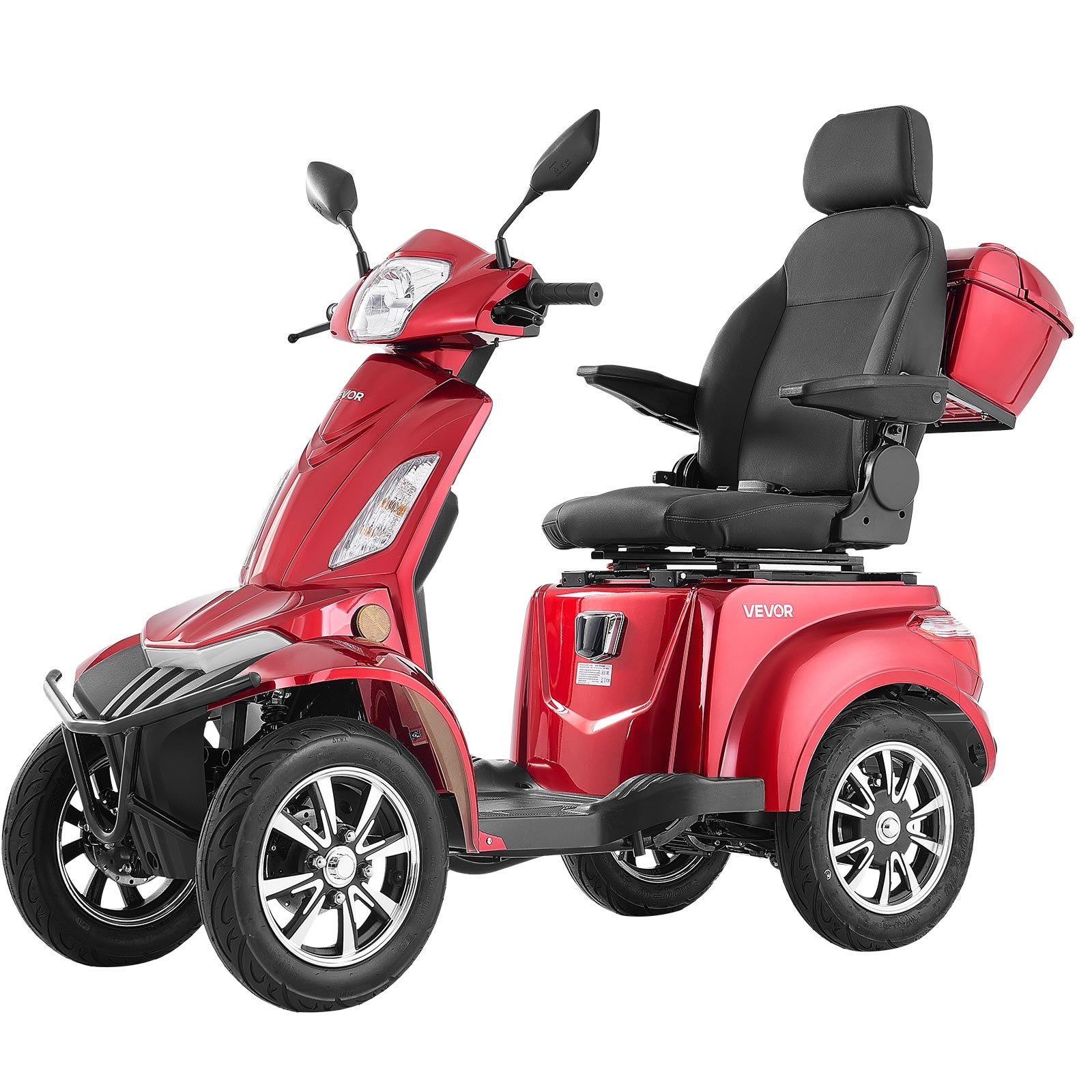 VEVOR Scooter Elettrico a 4 Ruote, Scooter Disabili 4 Ruote 1000 W, Carico max. 226,8 kg, Autonomia 35 km, 3 Modalità di Velocità Regolabili, Capacità di Salita 20°, Colore Rosso
