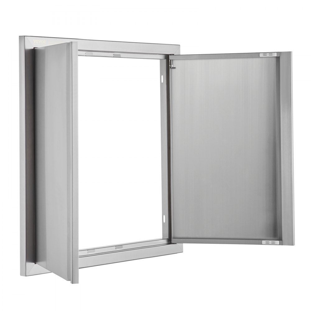 VEVOR Grill Access Door, 610 x 610 mm, Double Exterior Kitchen Door, Flush Mounted Stainless Steel Door, Vertical Wall Door with Retractable Handles, for Grill Island, Grill Station, Outdoor Cabinet