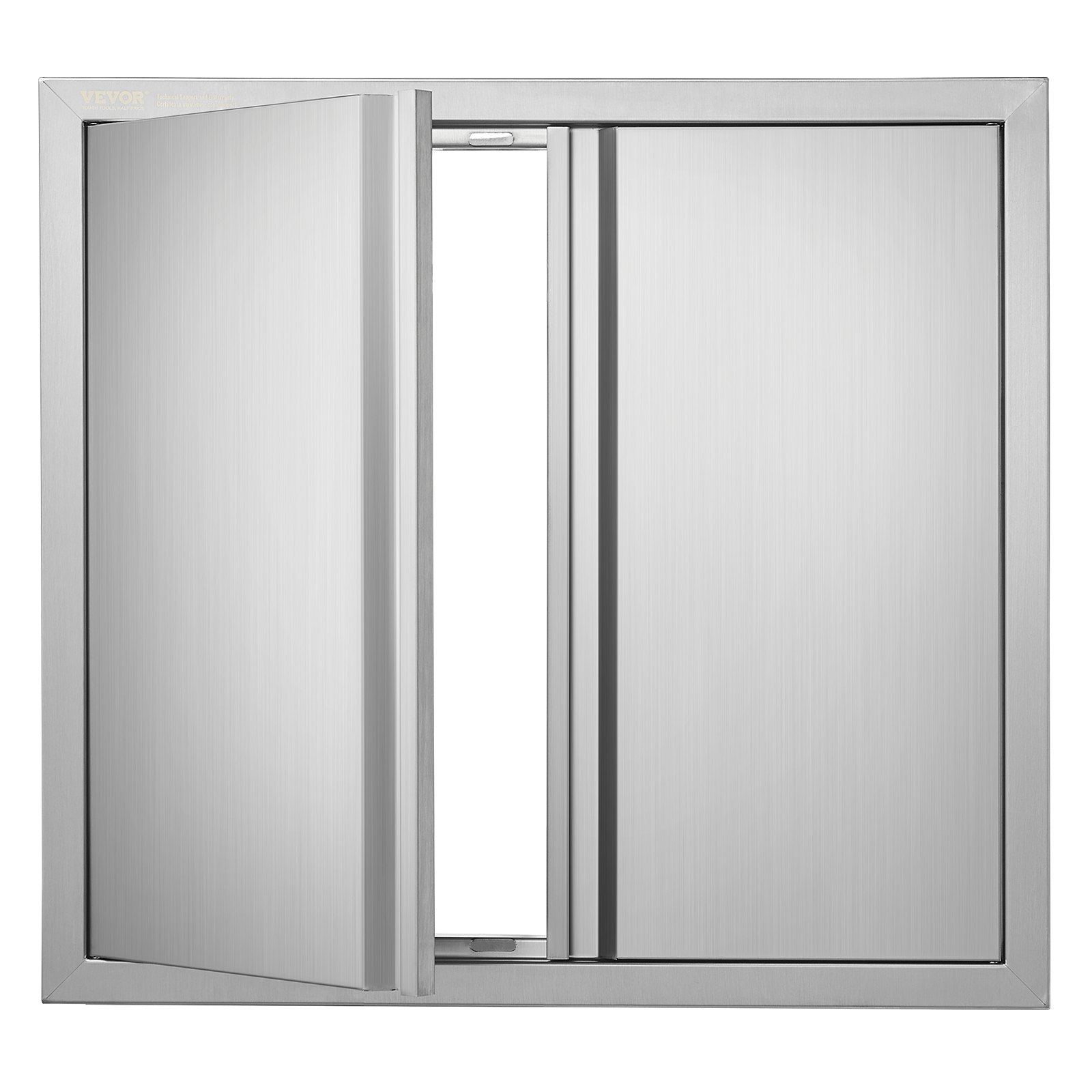 VEVOR Grill Access Door, 660 x 610 mm, Double Outdoor Kitchen Door, Flush Mounted Stainless Steel Door, Vertical Wall Door with Retractable Handles, for Grill Island, Grill Station, Outdoor Cabinet