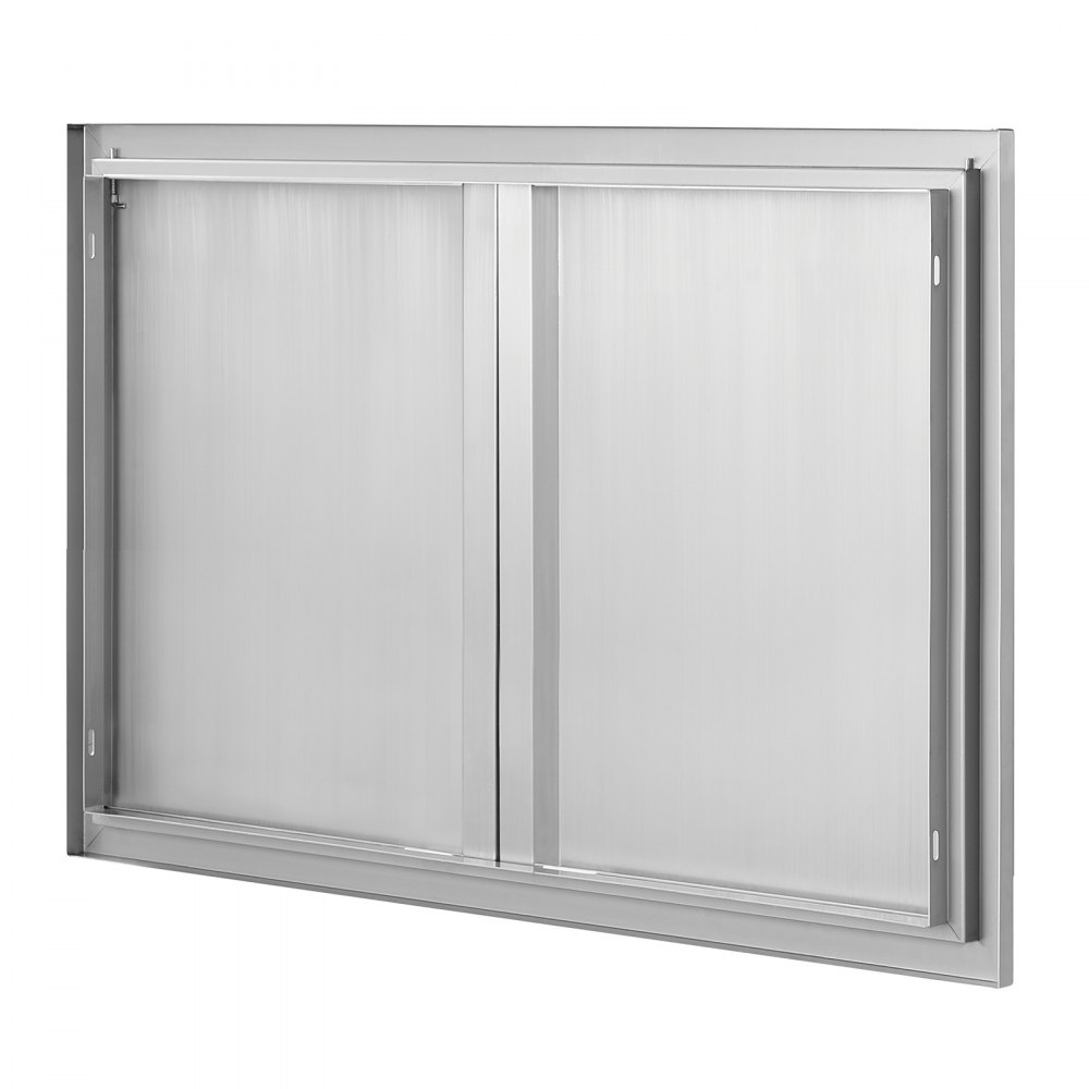 VEVOR Grill Access Door, 914 x 610 mm, Double Outdoor Kitchen Door, Flush Mounted Stainless Steel Door, Vertical Wall Door with Retractable Handles, for Grill Island, Grill Station, Outdoor Cabinet