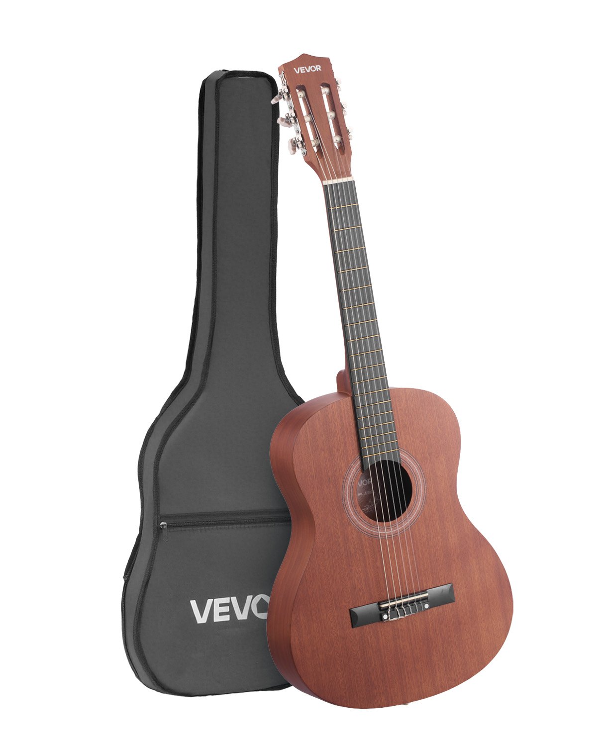 VEVOR Chitarra Classica, 900 mm, in Legno per Principianti, con Corde in Nylon, Custodia Morbida, Tracolla, Accordatore, Corde Extra, Plettri, Capotasto, Sapele, per Adolescenti, Adulti, Naturale