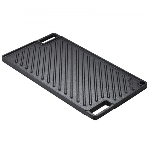 VEVOR Griglia/Piastra Reversibile, Piastra in Ghisa 425x246x16 mm, Piastra Rettangolare Bifacciale Spessore 3,3mm, Piastra Antiaderente per Griglia Cottura, Piastra per Barbecue, Griglia a Gas, Nero