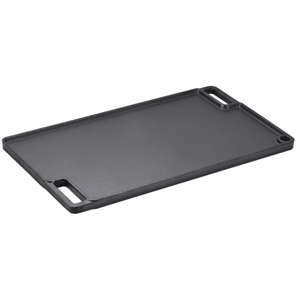 VEVOR Griglia/Piastra Reversibile, Piastra in Ghisa 425x246x16 mm, Piastra Rettangolare Bifacciale Spessore 3,3mm, Piastra Antiaderente per Griglia Cottura, Piastra per Barbecue, Griglia a Gas, Nero