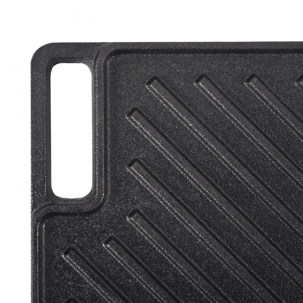 VEVOR Griglia/Piastra Reversibile, Piastra in Ghisa 425x246x16 mm, Piastra Rettangolare Bifacciale Spessore 3,3mm, Piastra Antiaderente per Griglia Cottura, Piastra per Barbecue, Griglia a Gas, Nero