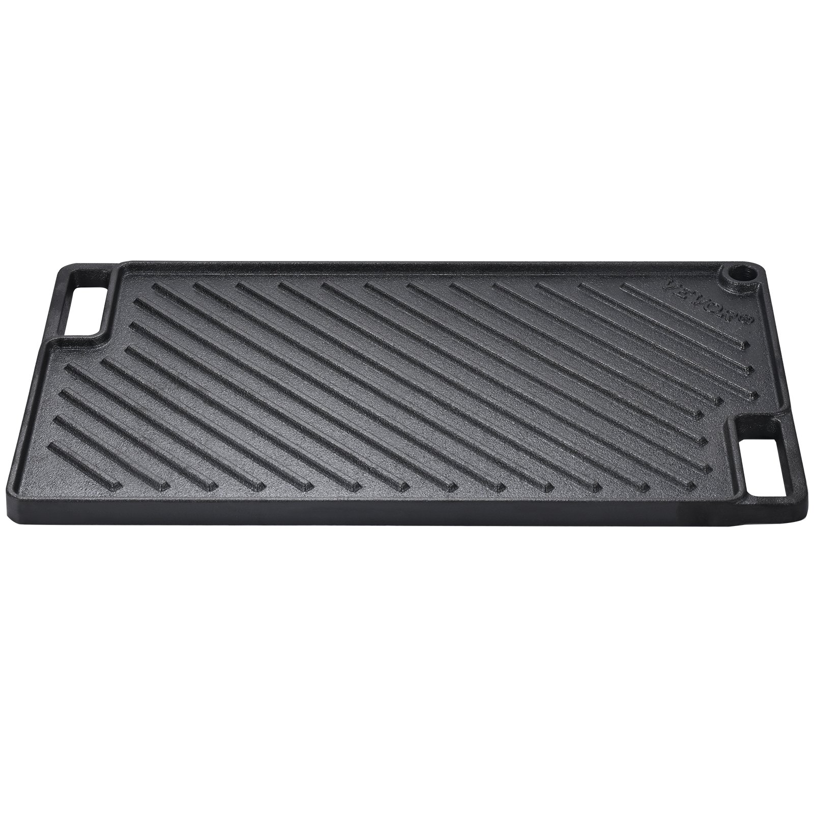 VEVOR Griglia/Piastra Reversibile, Piastra in Ghisa 425x246x16 mm, Piastra Rettangolare Bifacciale Spessore 3,3mm, Piastra Antiaderente per Griglia Cottura, Piastra per Barbecue, Griglia a Gas, Nero