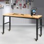 VEVOR Banco da Lavoro per Officina Garage 122x51x104 cm Tavolo da Lavoro Regolabile in Altezza 79-104 cm Struttura in Acciaio Multifunzionale con 4 Ruote per Riparazioni Fai-da-te