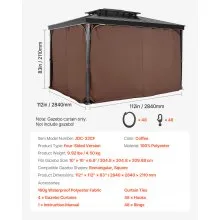 VEVOR Gazebo da Tenda Riservatezza Impermeabili Caffè 284 x 284 x 211 cm
