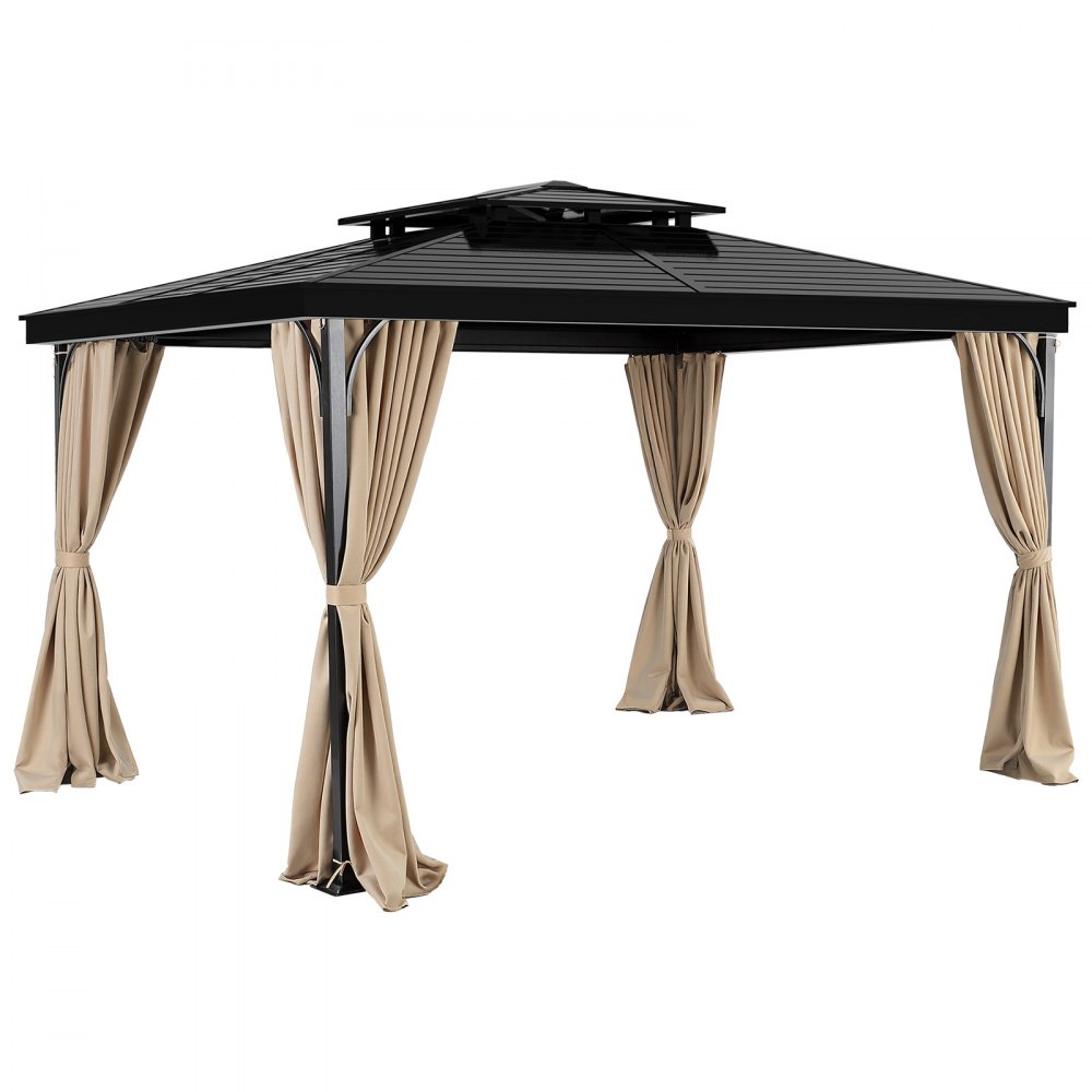 VEVOR Tenda da Gazebo Riservatezza Impermeabile per Esterni, 281 x 341 x 214 cm, Tenda di Ricambio Universale a 4 Pannelli con Cerniera per Patio Baldacchino, Cortile Solo Tende, Cachi
