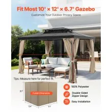 VEVOR Tende da Gazebo Impermeabili per Esterni, 284 x 284 x 211 cm, Tende per la Riservatezza con Parete Laterale a 4 Pannelli con Cerniere, Tende Parasole Universali, Solo Tende, Cachi