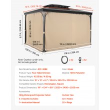 VEVOR Tende da Gazebo Impermeabili per Esterni, 284 x 284 x 211 cm, Tende per la Riservatezza con Parete Laterale a 4 Pannelli con Cerniere, Tende Parasole Universali, Solo Tende, Cachi