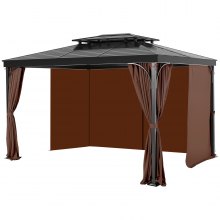 VEVOR Tende da Gazebo Impermeabili per Esterni, 281 x 341 x 214 cm, Tende per la Riservatezza con Parete Laterale a 4 Pannelli con Cerniere, Tende Parasole Universali, Solo Tende, Caffè