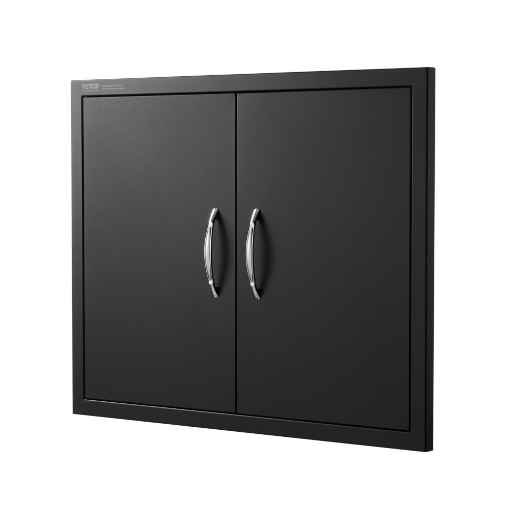 VEVOR Porta di Accesso al Barbecue, Doppia Porta Esterna della Cucina 788 x 610 x 46 mm, Porta a Piastra Fredda da Incasso, con Maniglie, per Isola Barbecue, Armadio da Esterno, Giardino, Nero