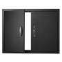 black VEVOR stainless steel double-access door with one door slightly open.