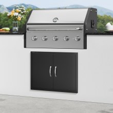 VEVOR Porta di Accesso al Barbecue, Doppia Porta Esterna della Cucina 788 x 610 x 46 mm, Porta a Piastra Fredda da Incasso, con Maniglie, per Isola Barbecue, Armadio da Esterno, Giardino, Nero