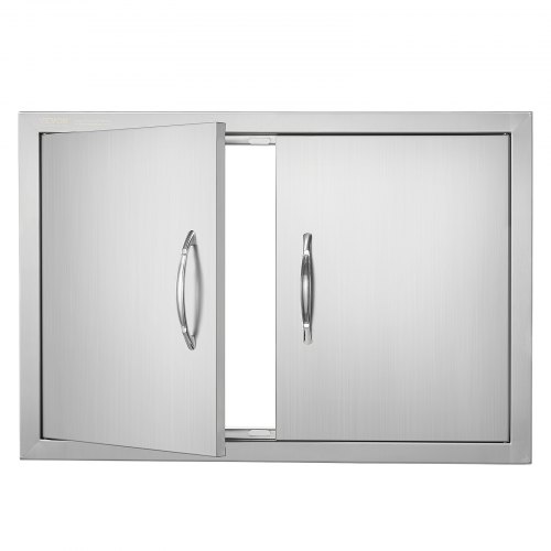VEVOR Porta di accesso da cucina, 711 x 482 mm, Doppia porta da cucina esterna, Porta in acciaio inossidabile con maniglie, per isola grill, stazione grill, mobiletto da esterno