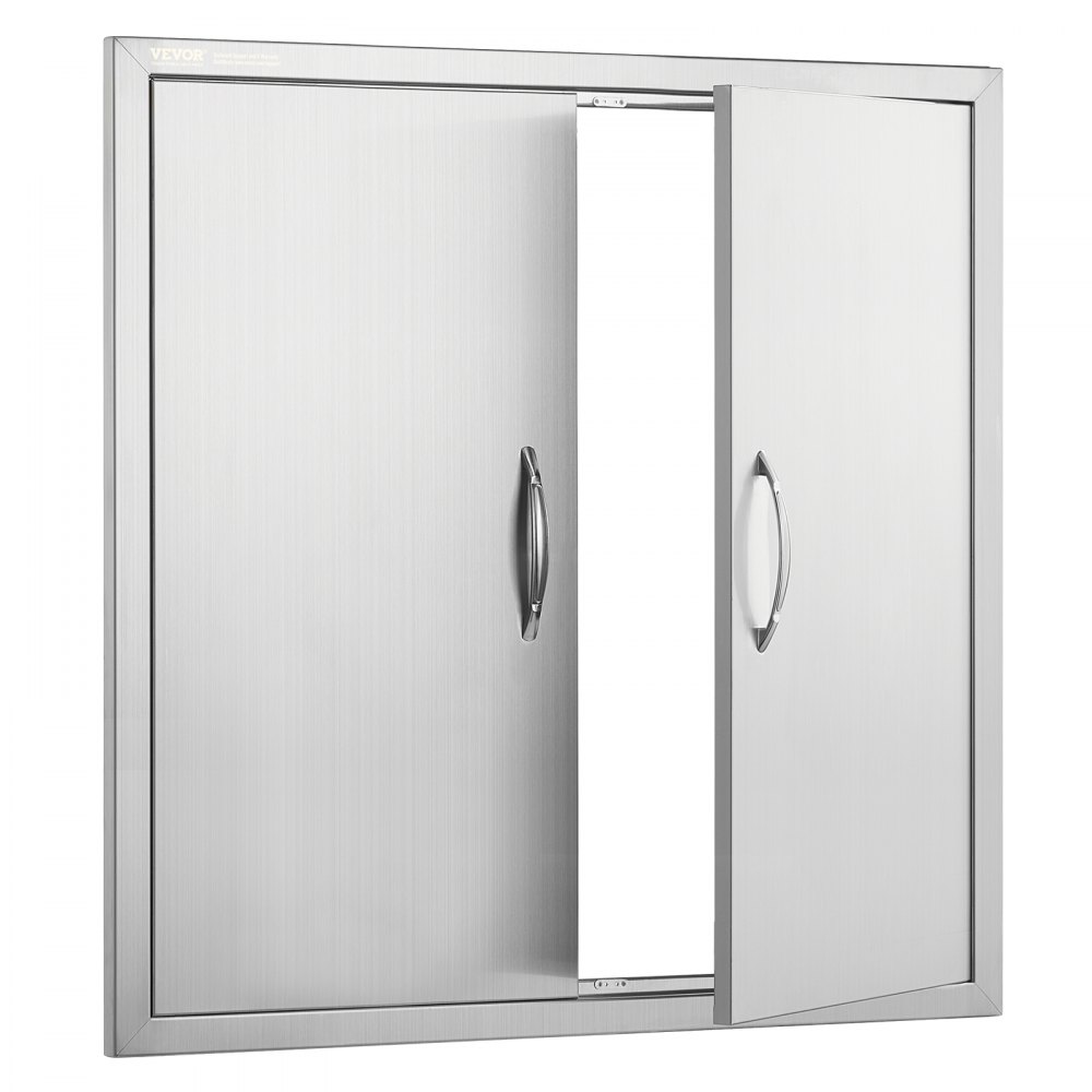 VEVOR Grill Access Door, 790 x 790 x 46 mm, Double Outdoor Kitchen Door, Flush Mounted Stainless Steel Door, Vertical Wall Door with Handles, for Grill Island, Grill Station, Outdoor Cabinet, etc.