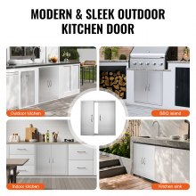 VEVOR Doppia Porta per Cucina Esterna, Porta di Accesso BBQ, Porta da Incasso in Acciaio Inox, Porta Verticale a Parete con Maniglie, per Isola BBQ Stazione per Grigliate, Mobile Esterno 790x790 mm