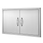 VEVOR Porta di Accesso al Barbecue, Doppia Porta Esterna della Cucina 863x482x46 mm, Porta ad Incasso in Acciaio Inox, con Maniglie, per Isola Barbecue, Armadio da Esterno, Giardino, Argento